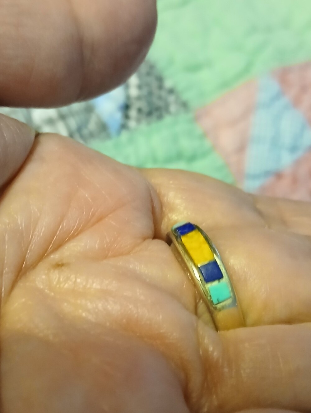 VTG Waldeck Johnson Signed Turquoise Sterling Silver Ring Size 6 - Picture 6 of 9